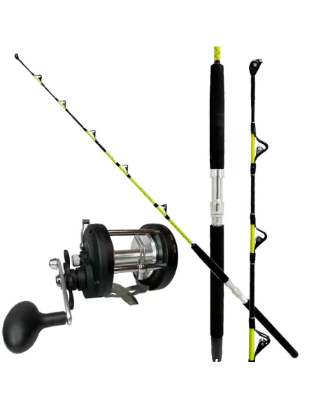 Combo Troller Rod Con Carrete de Polea 50 lb Atún Rojo Especial
