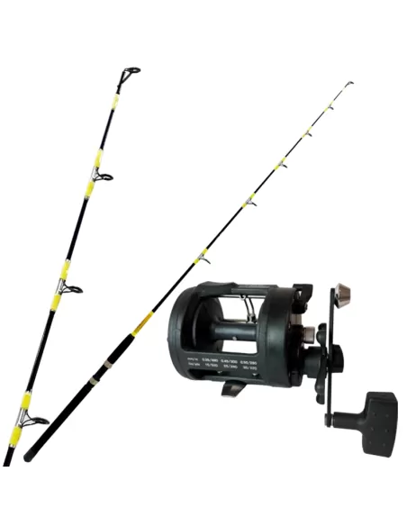Combo de caña y carrete de pesca de curricán costero