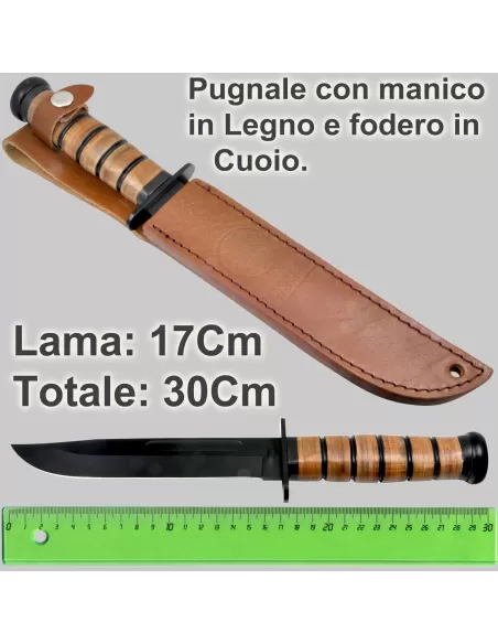 Cuchillo puñal con mango de madera