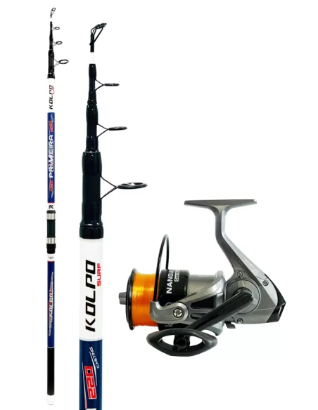 Kit Completo Pesca Surfcasting 220gr Caña 420mt + Carrete con Hilo