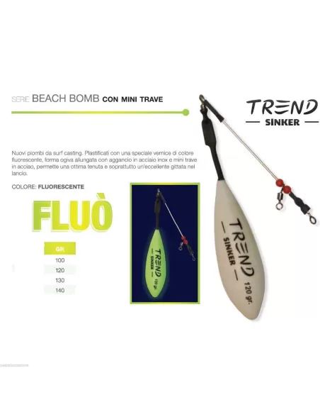 Plomo surfcasting playa bomba fluorescente viga tendencia Surf Casting