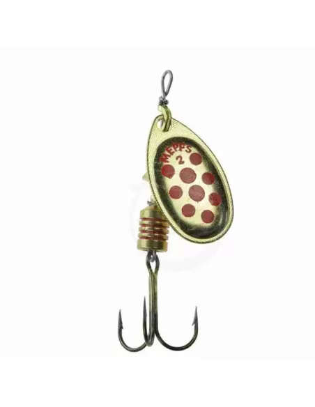 Cucharada de Mepps tamaño Decorè oro puntos rojos