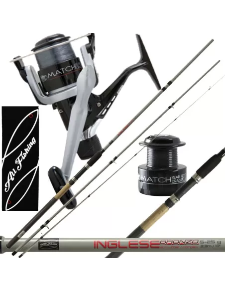 Todos caña y carrete pesca kit inglés con hilo