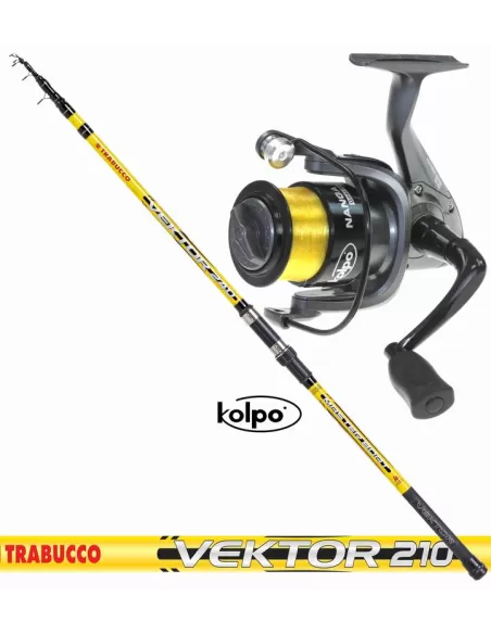 Barco de pesca caña carrete Combo Kit Trabucco Vektor Kolpo
