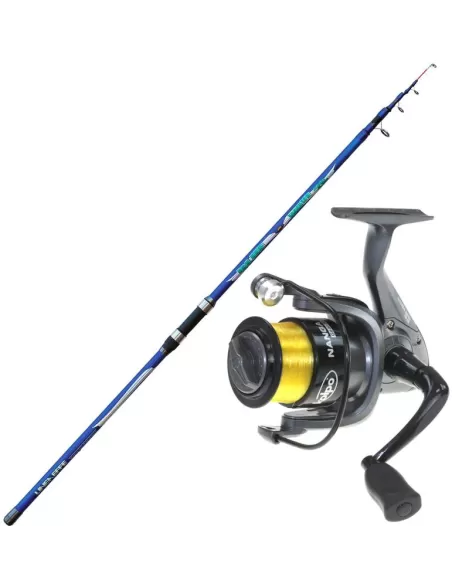 Hilo de rosca + carrete y azul de la onda Surf Casting caña 420 200 gr