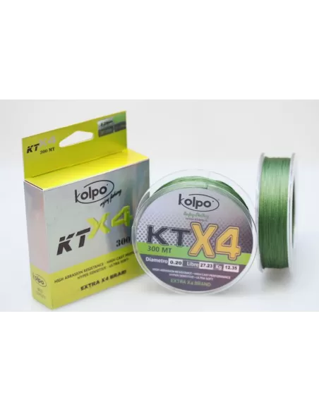 Trenza Trenzado Pesca Verde Lima KT X4 Kolpo 300 metros