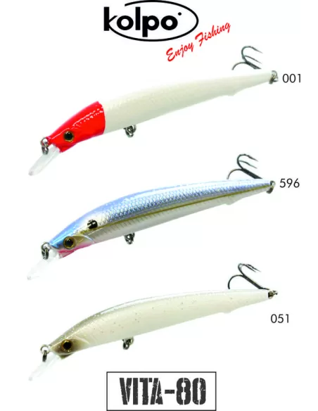 Kit 3 Artificial Minnow Vita Kolpo 80mm 6 gramos Hundimiento