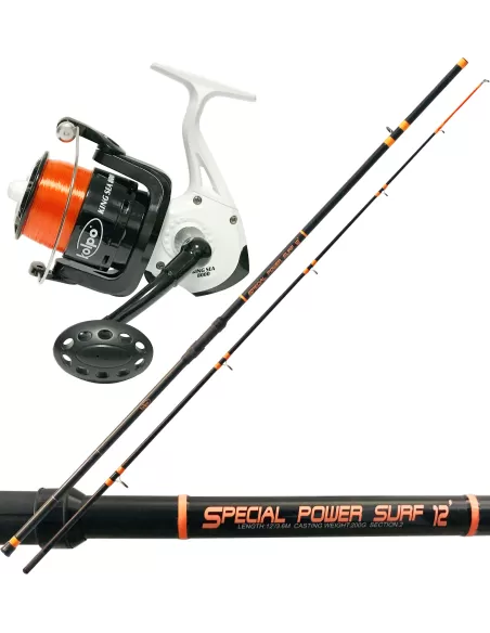 Kolpo Combo Pesca Surf Canna 2 Secciones 200g Mule 8000