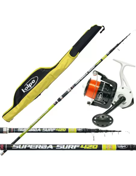 Kolpo Combo Surf Rod 420 High Modulus Carbon Reel 8000 Funda de alambre