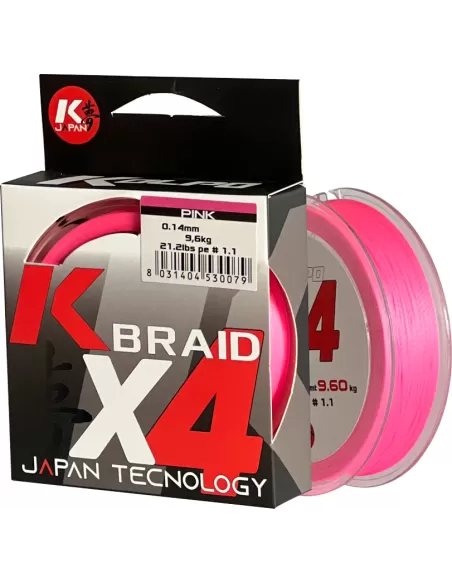 Kolpo K trenza X4 trenzado calidad premium 300 mt rosa Fluo