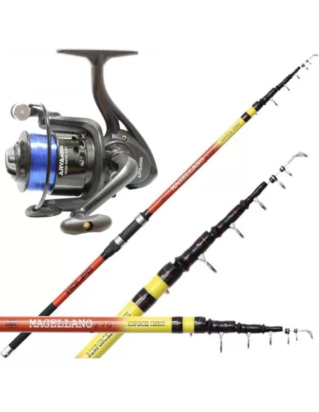 Kit de pesca en barco Carbon Rod 3 mt Carrete con alambre