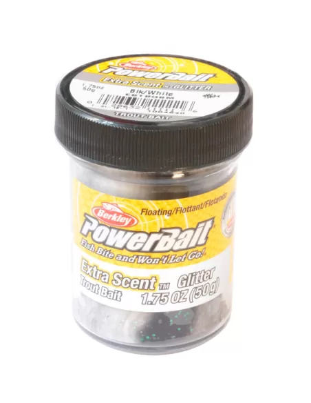 Berkley Powerbait Glitter Trout Bait Black White Twist Batter para trucha