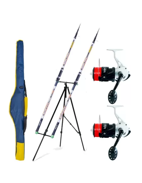 Surfcasting Fishing Combo Kit Completo con 2 Cañas 2 Carrete de Trípode y Vaina