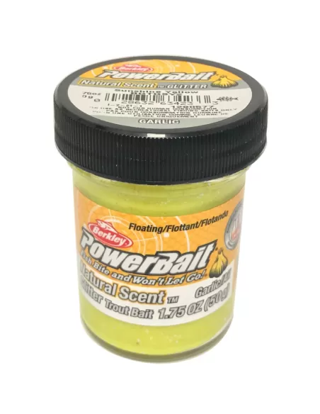 Cebo para trucha Berkley Powerbait con purpurina y aroma original Pasta Trote Sunshine Yellow Garlic Esche da pesca Berkley
