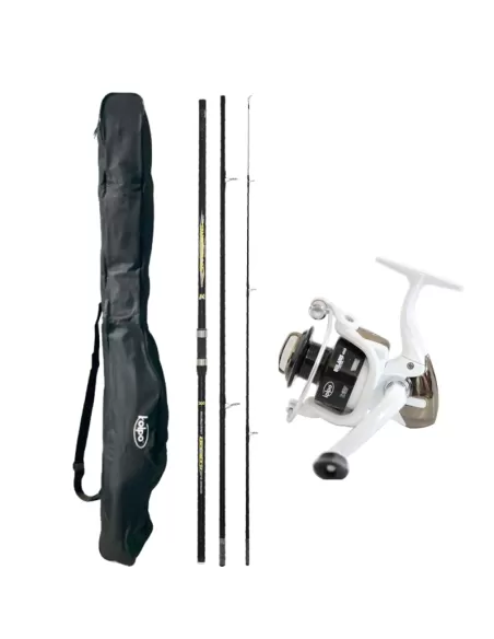 Kit de Pesca Surfcasting Caña tres Secciones 4.20 Carrete y Vaina