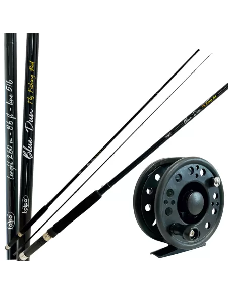 Kit de pesca con mosca Kolpo con caña y carrete