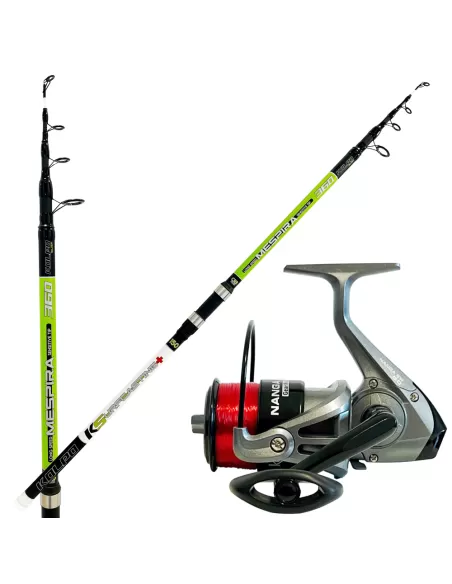 Kit de pesca Kolpo Surfcasting Carrete y línea de caña de carbono