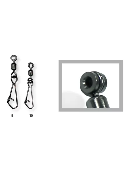 Colmic Rolling W/Metal Bead + Hooked Snap Accesorio deslizante para flotadores waggler alimentadores y correas 6 piezas