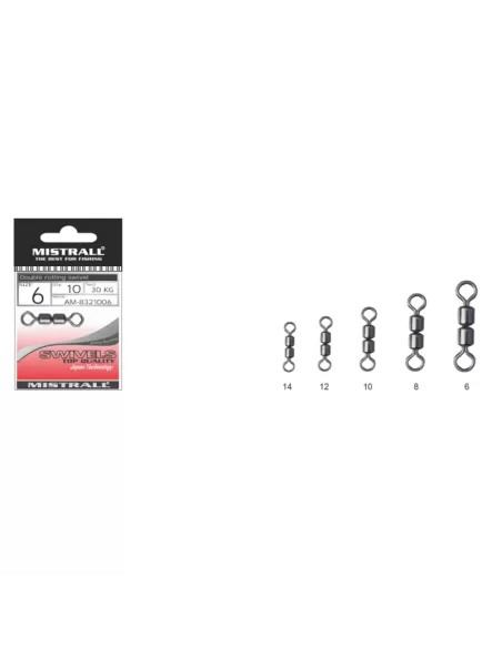 Mistrall Double Fishing Rolling Swivels 10 piezas