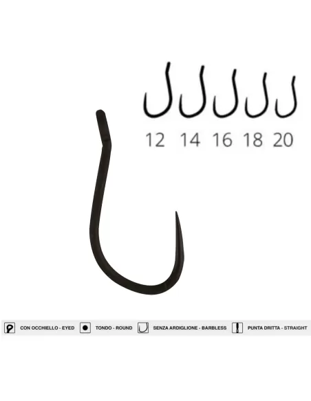 Maver MV-R 1318 Feeder Anzuelos de Pesca con anilla torcida hacia dentro y estructura súper resistente 20uds