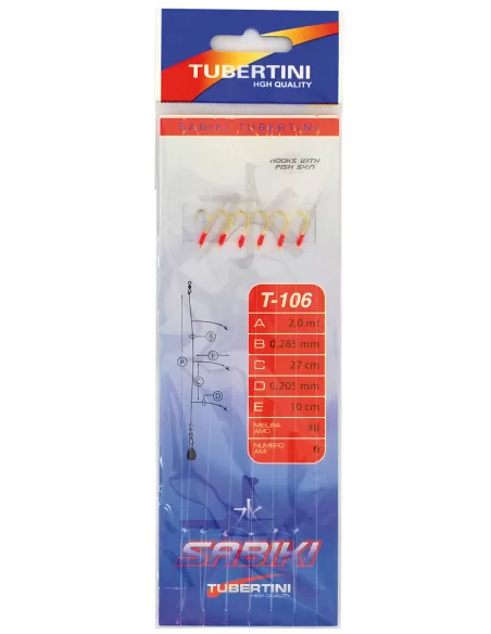Tubertini Sabiki T-106 realizzato con pelle di pesce ideale per sgombri sugheri e boghe