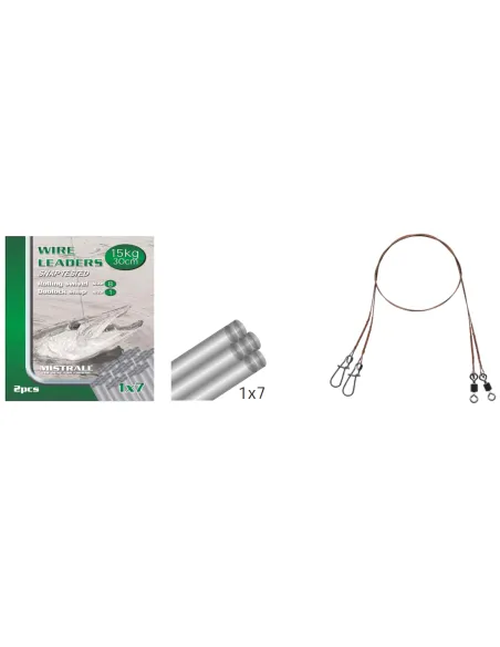 Cables de Acero Mistral 1x7 15 kg con Giratorio y Mosquetón 2uds Cables de Acero