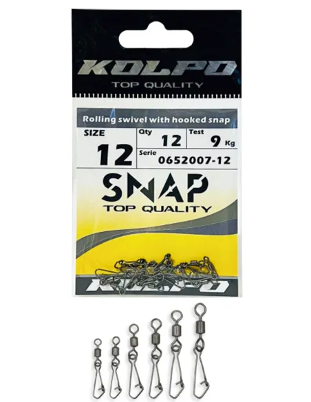 Kolpo Emerillón De Pesca Rolling + Hooked Snap con Mosquetón Antiapertura 12uds Home Kolpo