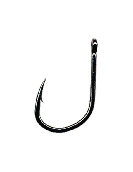 Anzuelos de pesca Tubertini serie 881 con ojal cromado negro, mango medio, alambre grueso Tubertini Eyelet Fishing Hooks