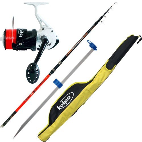 Combo pesca Surfcasting Cam 150 gr 4.20 mt Reel 8000 Wire Tip y Scabbard Kolpo