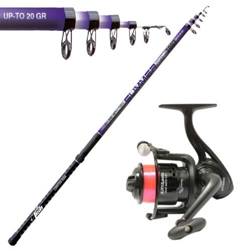 Kit Fishing Bolognese Rod 4 mt Reel Fishing with Wire Sele