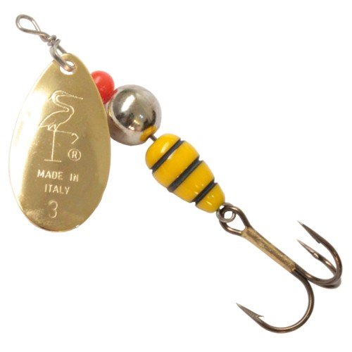 Heron Vespa Paletta cuerpo oro amarillo girando cucharadita de pesca giratoria Heron