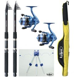 Completa de pesca kit universal para todos 2 1 1 2 Cañas Carretes trípode técnicas de envoltura