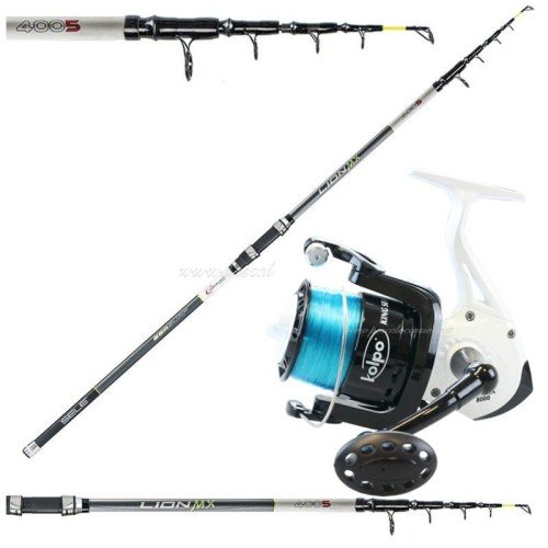 Surfcasting fishing telescopic rod with reel kits and Wire Kolpo