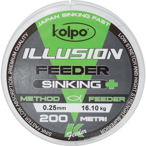 Kolpo Illusion Feeder Hundimiento Alambre de Pesca 200 mt Método y Alimentador Kolpo