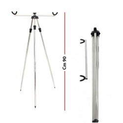 Tripod fishing surf casting made of aluminum with adjustable legs in height.