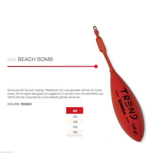 El plomo de la bomba de playa surfcasting rojo tendencia Surf Casting Trend Sinker