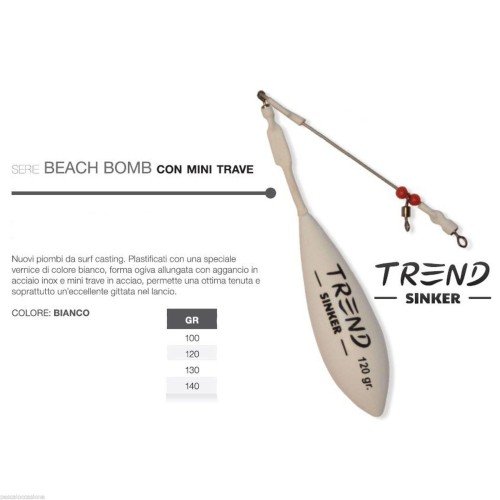 Plomo de viga de bomba blanco de playa surfcasting tendencia Surf Casting Trend Sinker