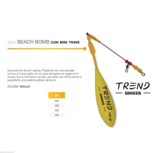 Plomo de viga de bomba amarillo de playa surfcasting tendencia Surf Casting Trend Sinker