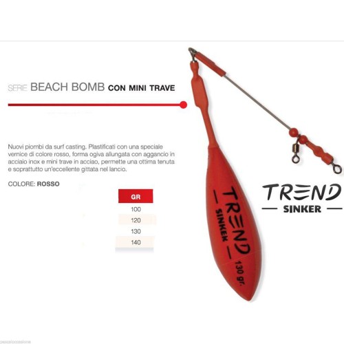 Plomo de viga de bomba roja de playa surfcasting tendencia Surf Casting Trend Sinker