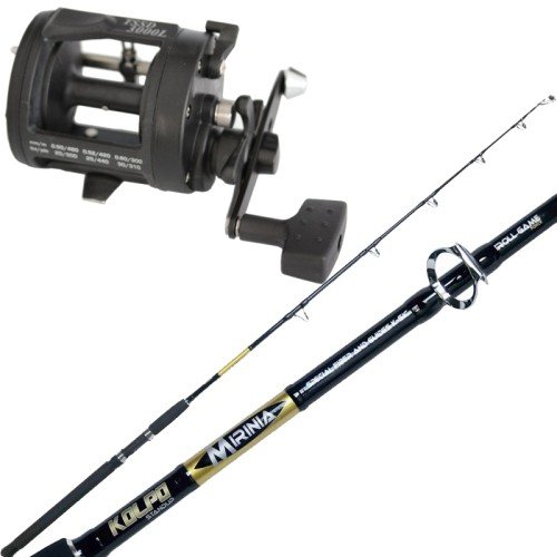 Kit pesca costera Trolling Rod 10 30 lb Carrete rotativo con guía de alambre Tatler
