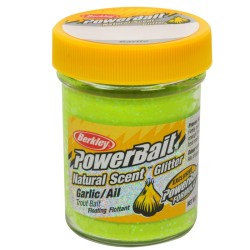 Berkley Powerbait Glitter Trout Bait Chartreuse Masa de trucha de ajo